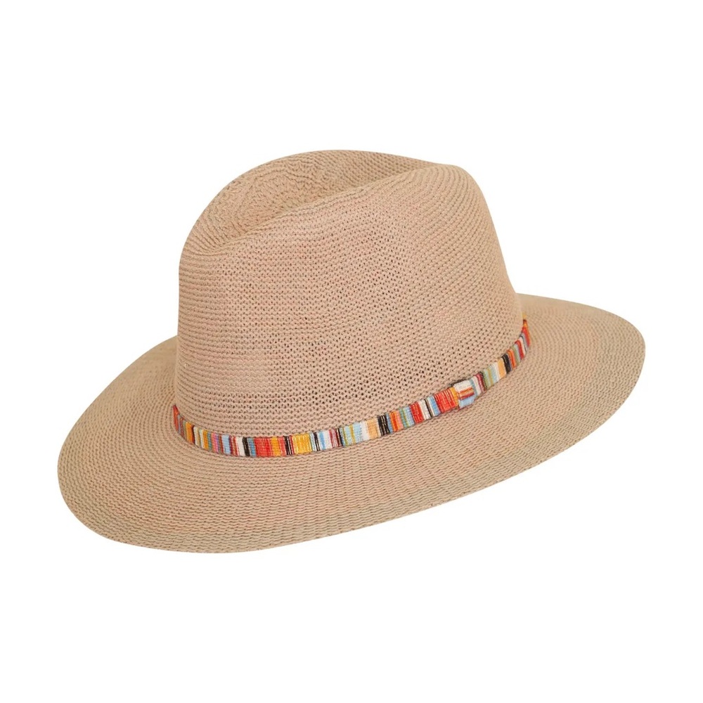 Powder Natalie blush cotton-rich hat w/striped shimmer band/adjustable-NWT